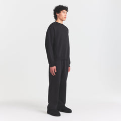 FLEECE LOUNGE MENS RELAXED HIGH CREWNECK | WASHED ONYX ON A MODEL FRONT VIEW @ | FOCUS: 0.0, 1.0, 0.9