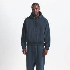 HEAVYWEIGHT FLEECE MENS HOODIE | NAVY ON A MODEL FRONT VIEW @ | FOCUS: 0.0, 1.0, 0.9