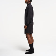 JERSEY LOUNGE MENS RELAXED QUARTER ZIP PULLOVER | OBSIDIAN ON A MODEL SIDE VIEW