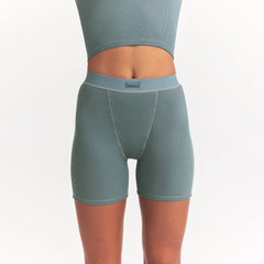 COTTON RIB BOXER | KYANITE ON A MODEL FRONT VIEW