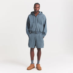 HEAVYWEIGHT FLEECE MENS CARGO SHORT | KYANITE ON A MODEL FRONT VIEW @ | FOCUS: 0.0, 1.0, 0.9