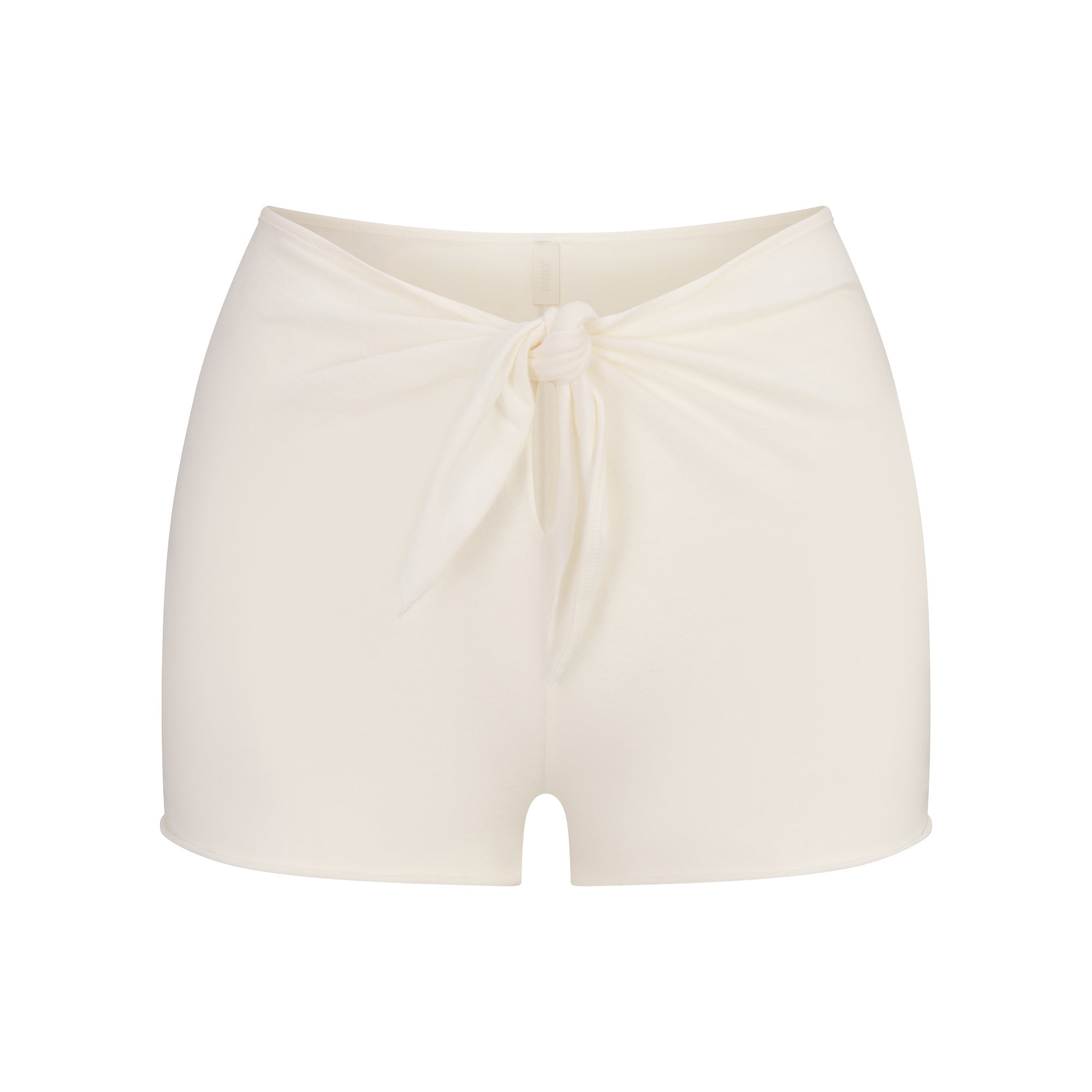 COTTON JERSEY COVER-UPS SHORT | EGRET LAYS FLAT ON A WHITE BACKGROUND | FLT