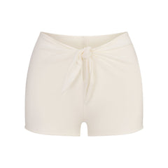 COTTON JERSEY COVER-UPS SHORT | EGRET LAYS FLAT ON A WHITE BACKGROUND | FLT