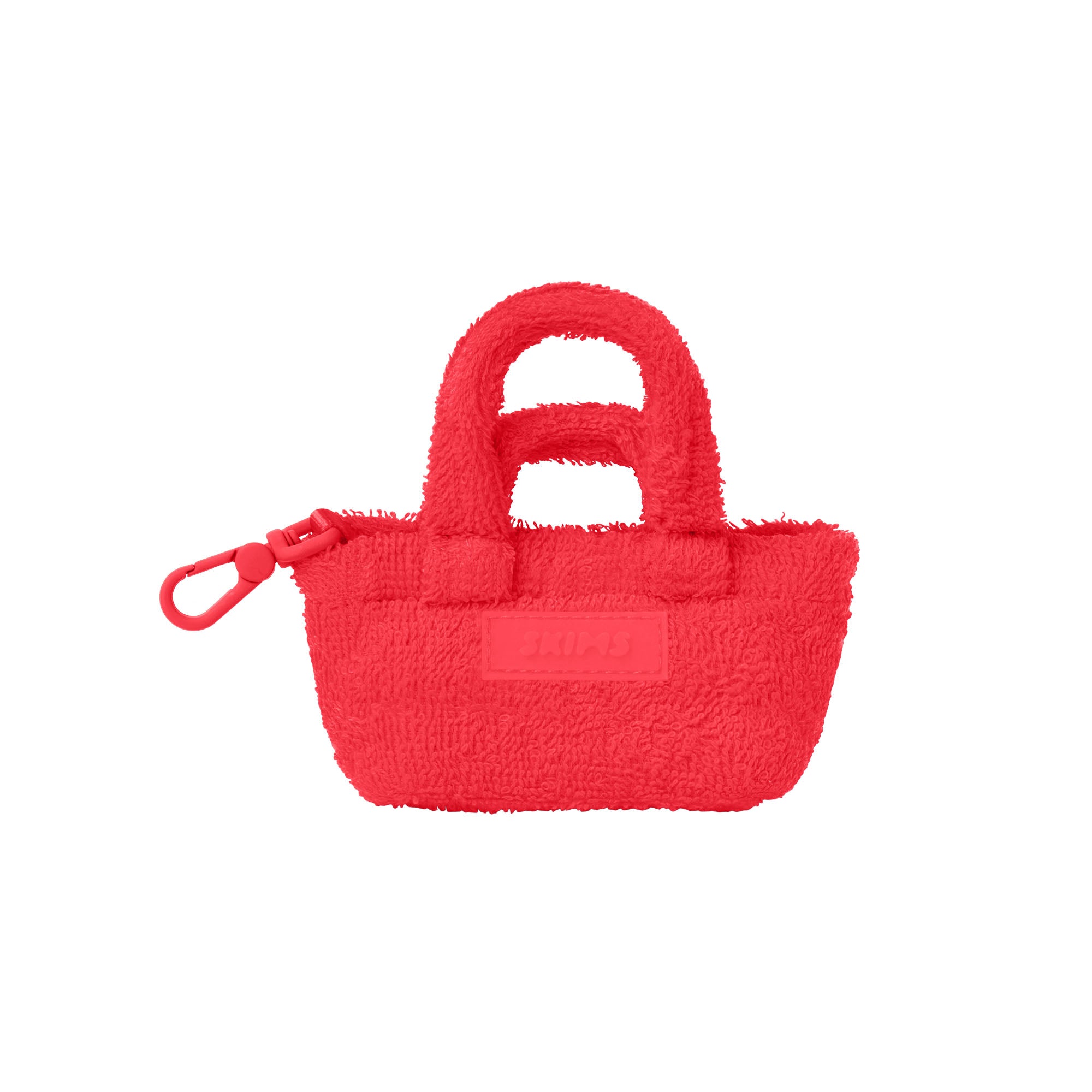TERRY MICRO MINI TOTE KEYCHAIN | CARMINE FLAT ON A WHITE BACKGROUND | FLT