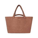 TERRY JUMBO TOTE | SIENNA & LAYS FLAT ON A WHITE BACKGROUND | FLT @ | FOCUS: 0.9, 0.1, 0.9