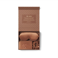SLIP X SKIMS PURE SILK SIGNATURE GIFT SET | SIENNA FLAT ON A WHITE BACKGROUND | FLT
