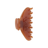 GETTING READY ACCESSORIES EMBOSSED LOGO CLAW CLIP | ALMOND LAYS FLAT ON A WHITE BACKGROUND | FLT
