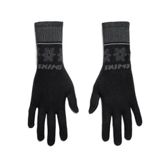 SKIMS FIRST LAYERS GLOVES | OBSIDIAN WINTER FAIR ISLE FLAT ON A WHITE BACKGROUND | FLT