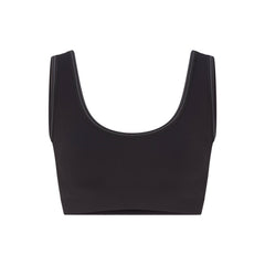 NikeSKIMS RIBBED SEAMLESS SCOOP BRA | OBSIDIAN/ARMOR FLAT ON A WHITE BACKGROUND | FLT