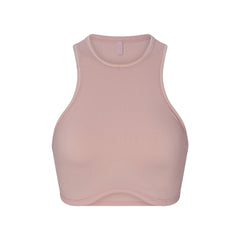 NikeSKIMS RIBBED SEAMLESS RACER FRONT BRA | HIMALAYAN/ECRU FLAT ON A WHITE BACKGROUND | FLT