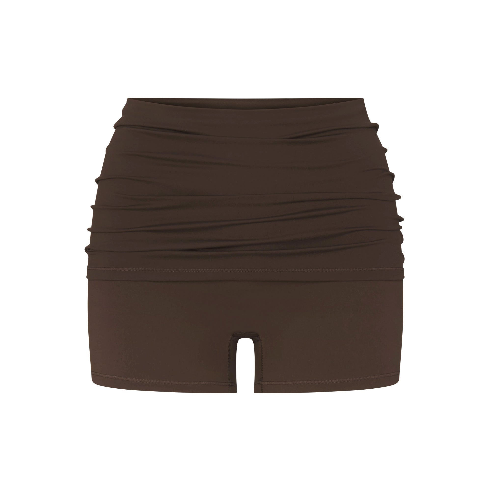 NikeSKIMS MATTE 3" FOLDOVER SHORT | DARK SEPIA FLAT ON A WHITE BACKGROUND | FLT