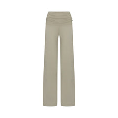 NikeSKIMS STRETCH KNIT FOLDOVER WIDE LEG PANT | DUNE FLAT ON A WHITE BACKGROUND | FLT