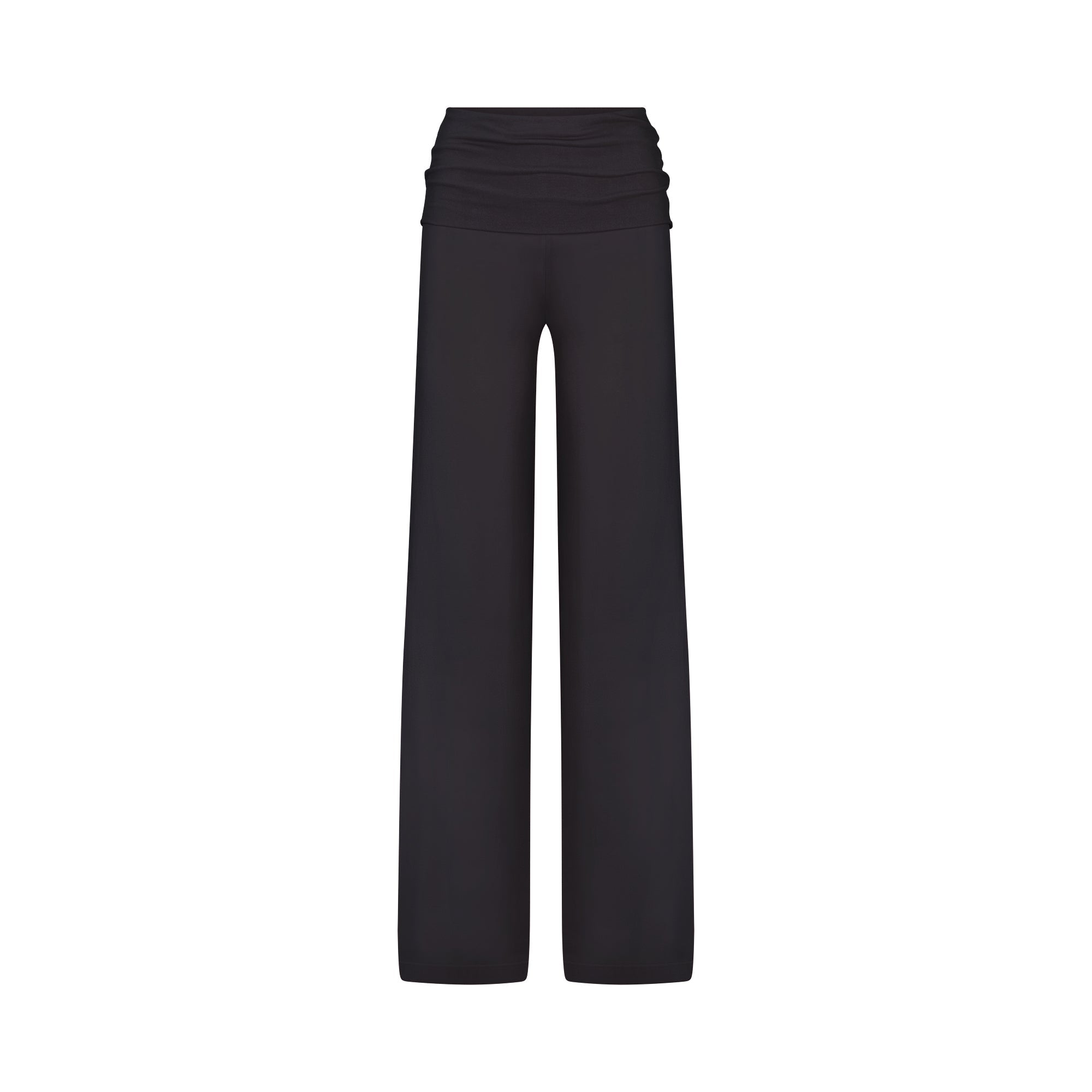 NikeSKIMS STRETCH KNIT FOLDOVER WIDE LEG PANT | OBSIDIAN FLAT ON A WHITE BACKGROUND | FLT