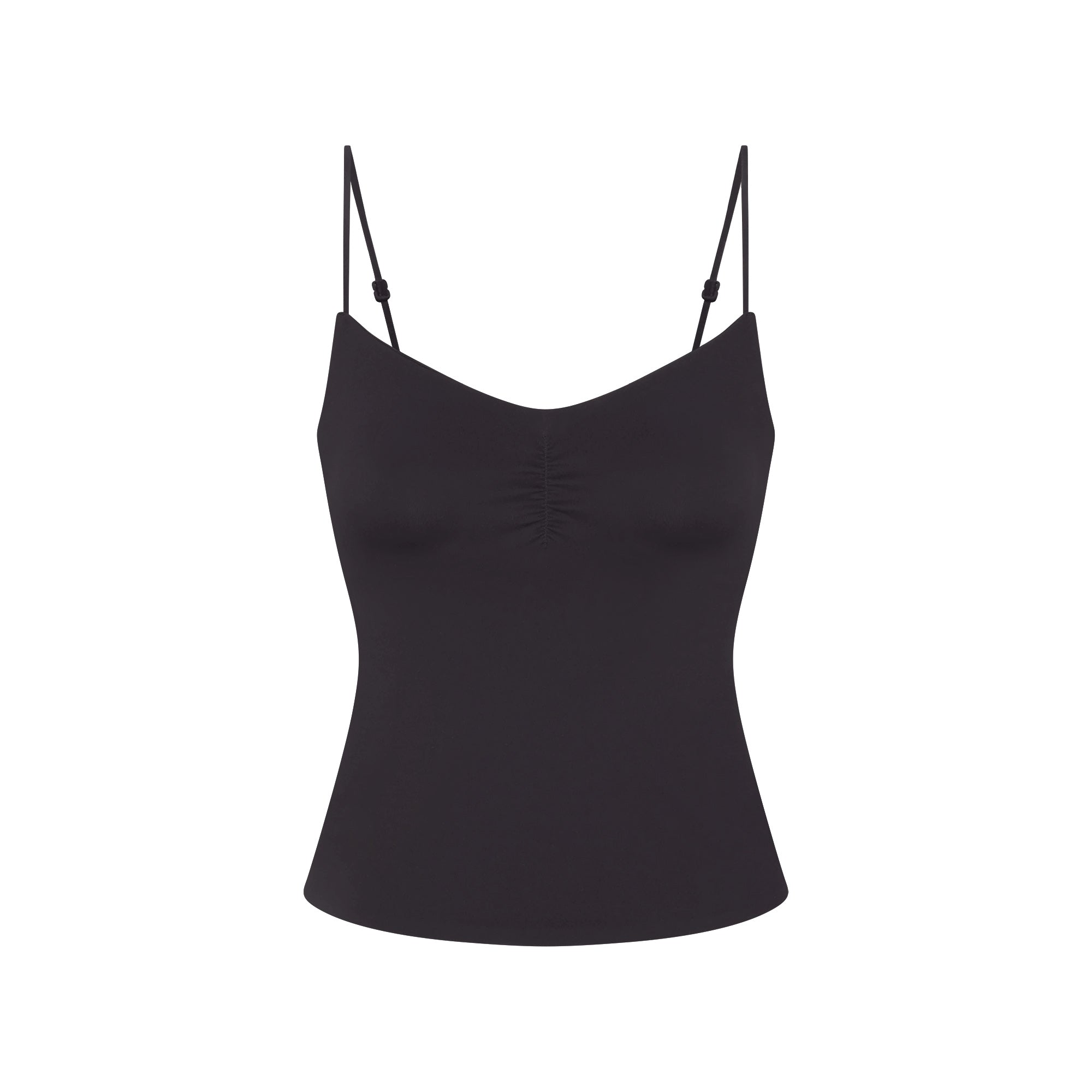 NikeSKIMS MATTE SHIRRED FRONT TANK | OBSIDIAN FLAT ON A WHITE BACKGROUND | FLT