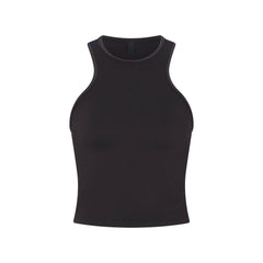 NikeSKIMS RIBBED SEAMLESS RACER FRONT TANK | OBSIDIAN/ARMOR FLAT ON A WHITE BACKGROUND | FLT