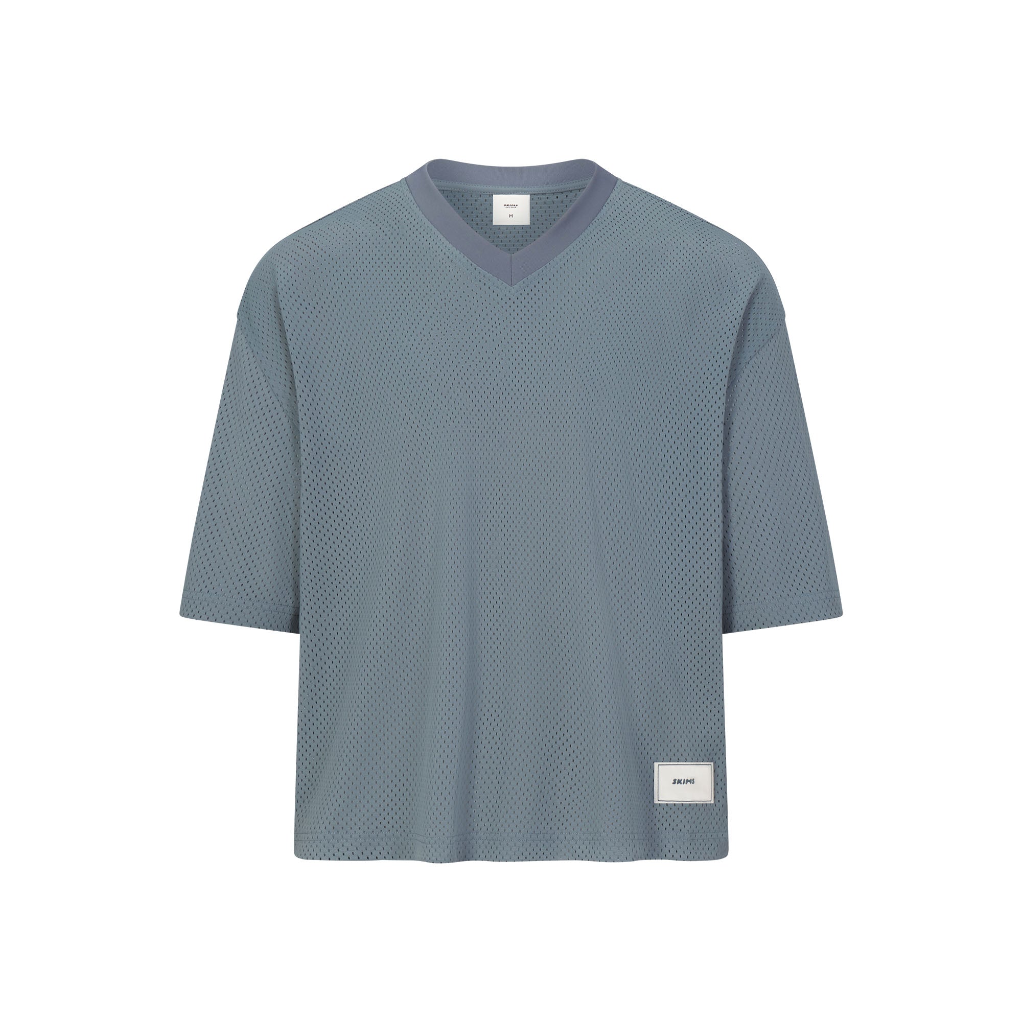 MESH APPAREL MENS V-NECK CROPPED JERSEY | ZIRCON FLAT ON A WHITE BACKGROUND | FLT