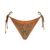 SIGNATURE SWIM DIPPED TIE BIKINI BOTTOM | FOREST OMBRE SNAKE LAYS FLAT ON A WHITE BACKGROUND | FLT
