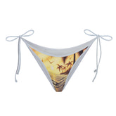 SIGNATURE SWIM TIE SIDE BIKINI BOTTOM | AIRBRUSH BEACH SCENE LAYS FLAT ON A WHITE BACKGROUND | FLT