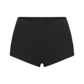 SIGNATURE SWIM SHORT BIKINI BOTTOM | ONYX LAYS FLAT ON A WHITE BACKGROUND | FLT