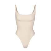 FITS EVERYBODY SQUARE NECK BODYSUIT | SAND (BODYSUITS) LAYS FLAT ON A WHITE BACKGROUND | FLT