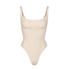 FITS EVERYBODY SQUARE NECK BODYSUIT | SAND (BODYSUITS) LAYS FLAT ON A WHITE BACKGROUND | FLT