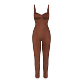 NikeSKIMS SATIN SHINE PANELED 26" ONE PIECE | CAROB BROWN