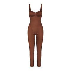 NikeSKIMS SATIN SHINE PANELED 26" ONE PIECE | CAROB BROWN
