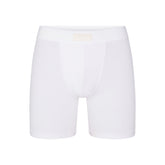 SKIMS COTTON MENS 5" BOXER BRIEF | CHALK (MENS BOXERS, MENS UNDERWEAR) LAYS FLAT ON A WHITE BACKGROUND | FLT
