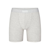 SKIMS COTTON MENS 5" BOXER BRIEF | LIGHT HEATHER GREY (MENS BOXERS, MENS UNDERWEAR) LAYS FLAT ON A WHITE BACKGROUND | FLT