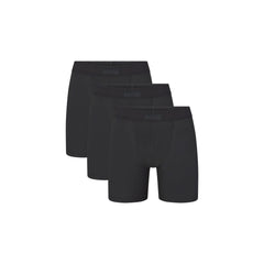 SKIMS COTTON MENS 5" BOXER BRIEF 3-PACK | ONYX (MENS BOXERS, MENS UNDERWEAR) LAYS FLAT ON A WHITE BACKGROUND | FLT | FOCUS: 0.0, 1.0, 0.9