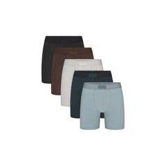 SKIMS COTTON MENS 5" BOXER BRIEF 5-PACK | VERDANT SKY MULTI FLAT ON A WHITE BACKGROUND | FLT @ | FOCUS: 0.0, 1.0, 0.9