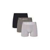 SKIMS STRETCH MENS 3" BOXER BRIEF 3-PACK | GUNMETAL MULTI LAYS FLAT ON A WHITE BACKGROUND | FLT @ | FOCUS: 0.0, 1.0, 0.9