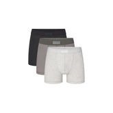 SKIMS COTTON MENS 3" BOXER BRIEF 3-PACK | HEATHER MULTI (MENS BOXERS, MENS UNDERWEAR) LAYS FLAT ON A WHITE BACKGROUND | FLT | FOCUS: 0.0, 1.0, 0.9