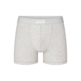 SKIMS COTTON MENS 3" BOXER BRIEF | LIGHT HEATHER GREY (MENS BOXERS, MENS UNDERWEAR) LAYS FLAT ON A WHITE BACKGROUND | FLT @ | FOCUS: 0.0, 1.0, 0.9