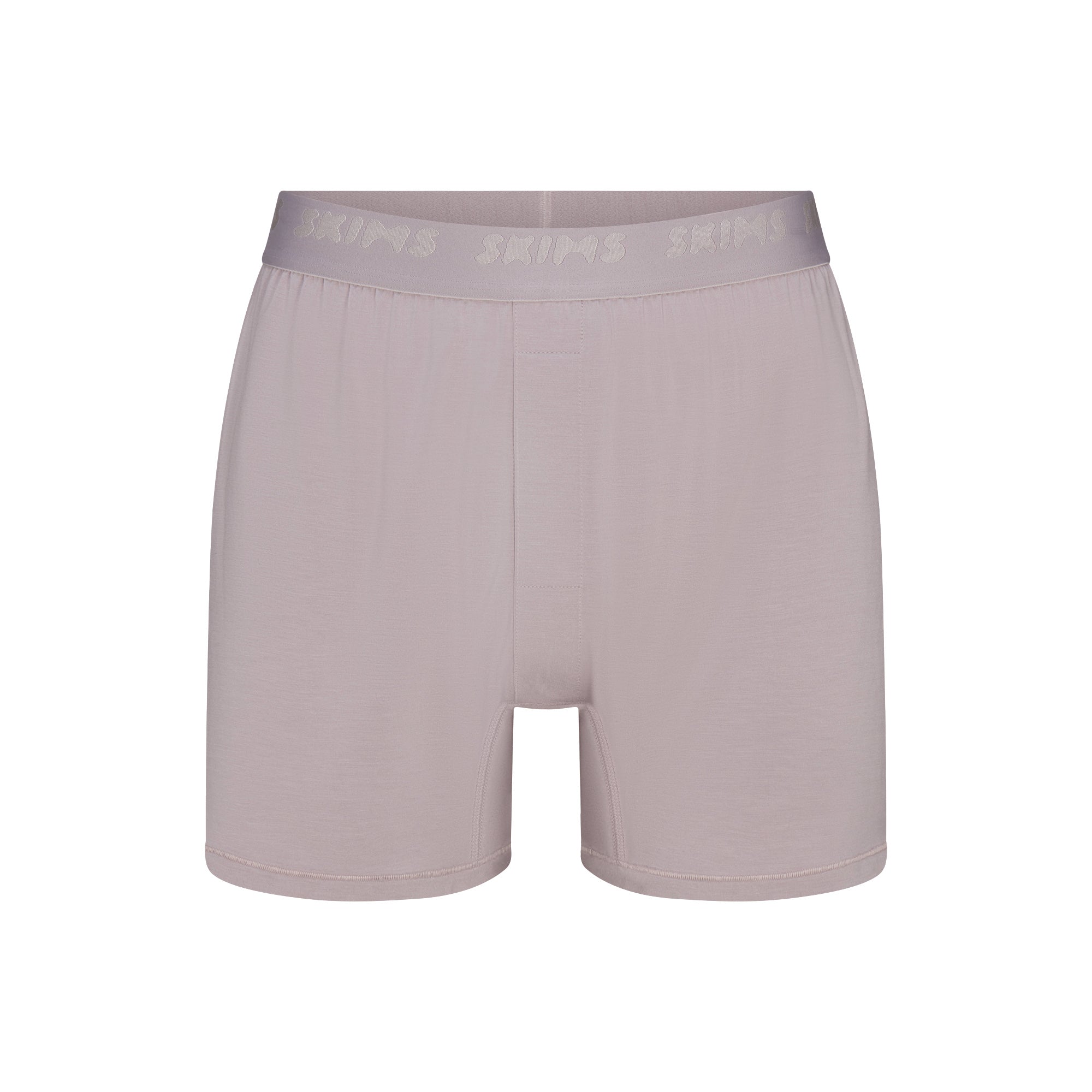 SKIMS STRETCH MENS KNIT BOXER | OYSTER FLAT ON A WHITE BACKGROUND | FLT