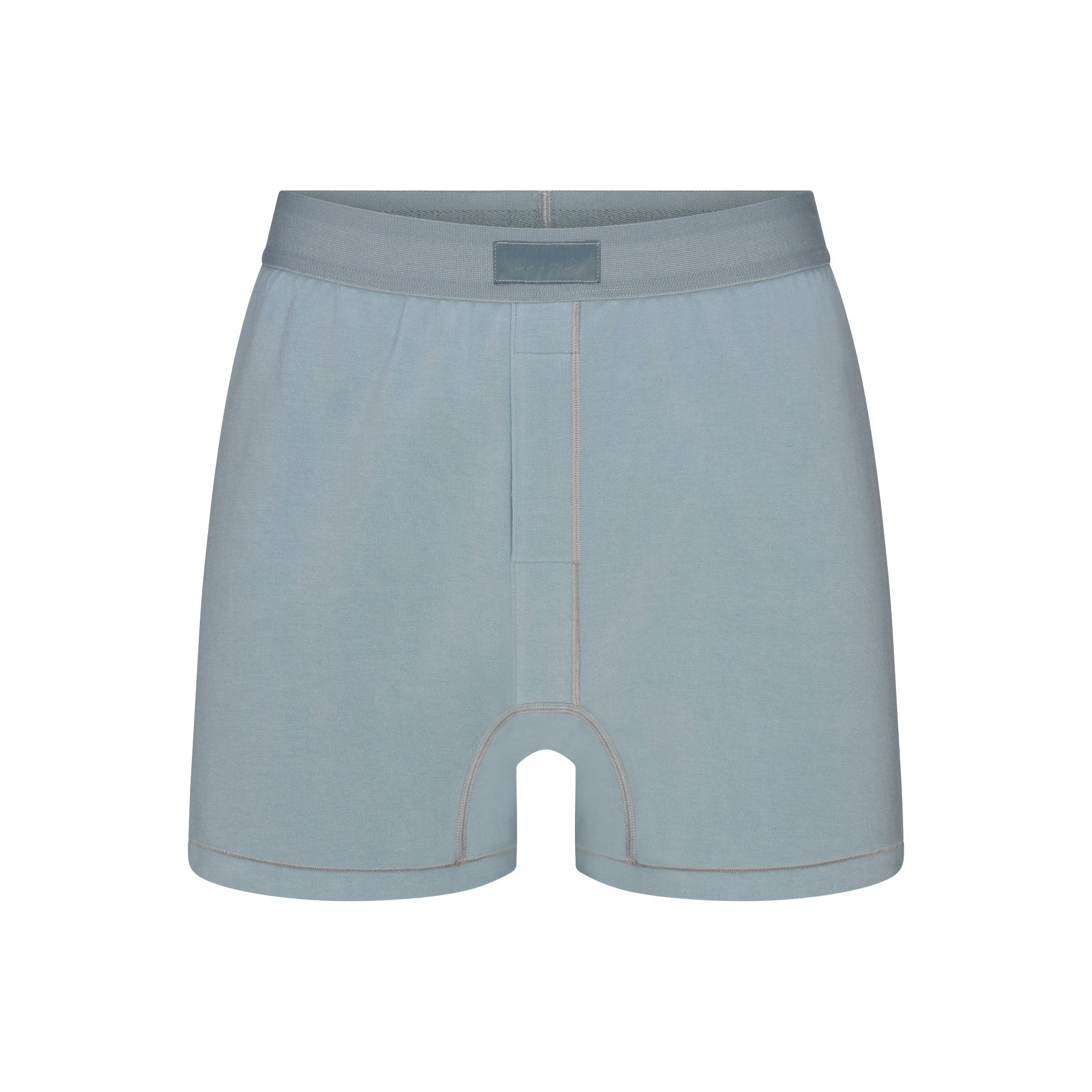 SKIMS COTTON MENS KNIT BOXER | SKY FLAT ON A WHITE BACKGROUND | FLT