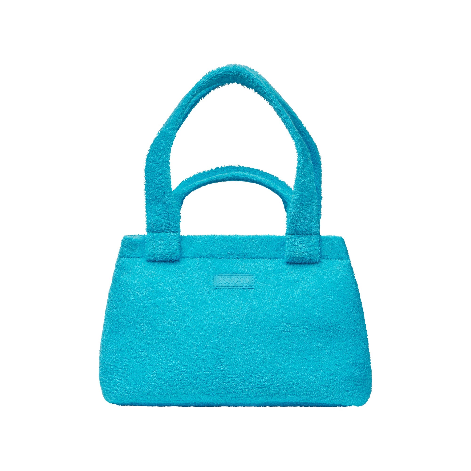 TERRY SMALL TOTE | CYAN LAYS FLAT ON A WHITE BACKGROUND | FLT