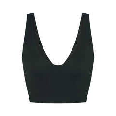 NikeSKIMS MATTE V-NECK BRA TOP | DARK TEAL FLAT ON A WHITE BACKGROUND | FLT