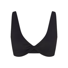 NikeSKIMS MATTE TWIST-FRONT BRA | OBSIDIAN FLAT ON A WHITE BACKGROUND | FLT