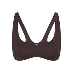 NikeSKIMS MATTE SHAPING SCOOP BRA | DARK SEPIA FLAT ON A WHITE BACKGROUND | FLT