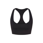NikeSKIMS MATTE AND SHINE RACERBACK LONGLINE BRA | OBSIDIAN/IGNEOUS FLAT ON A WHITE BACKGROUND | FLT