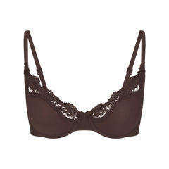 FITS EVERYBODY LACE UNLINED SCOOP BRA | ESPRESSO & LAYS FLAT ON A WHITE BACKGROUND | FLT