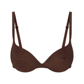 SKIMS ULTIMATE BRA NIPPLE PUSH-UP BRA | COCOA (PLUNGE BRAS) LAYS FLAT ON A WHITE BACKGROUND | FLT