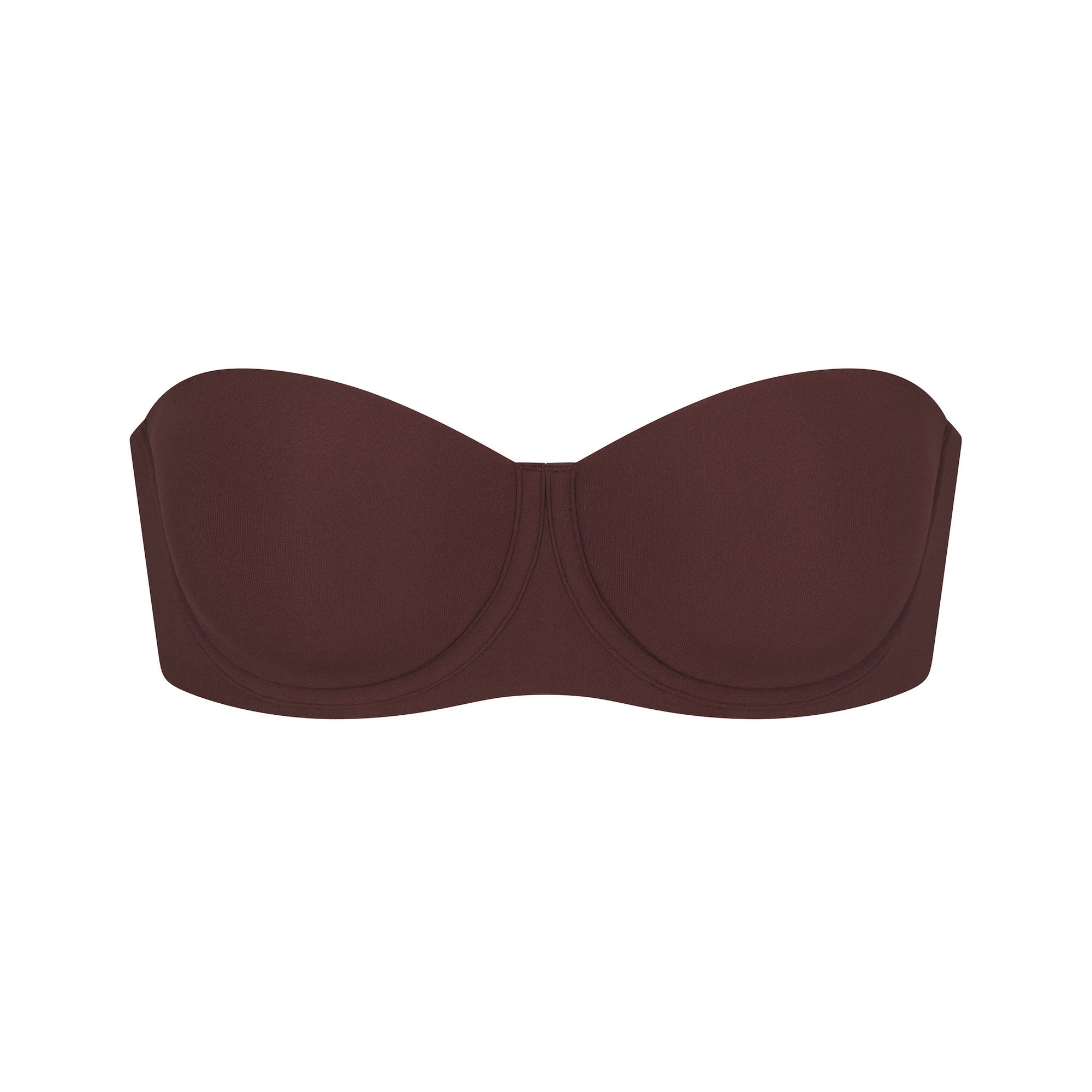 FITS EVERYBODY STRAPLESS BRA | COCOA (STRAPLESS BRAS) LAYS FLAT ON A WHITE BACKGROUND | FLT
