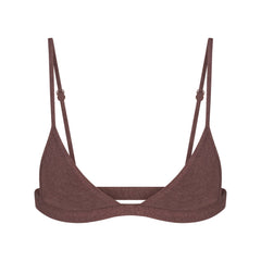 EVERYDAY COTTON TRIANGLE BRALETTE | COCOA HEATHER FLAT ON A WHITE BACKGROUND | FLT