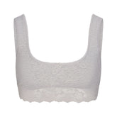 LIGHTWEIGHT COTTON LACE SCOOP BRALETTE | LIGHT HEATHER GREY FLAT ON A WHITE BACKGROUND | FLT