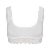 LIGHTWEIGHT COTTON LACE SCOOP BRALETTE | SNOW FLAT ON A WHITE BACKGROUND | FLT