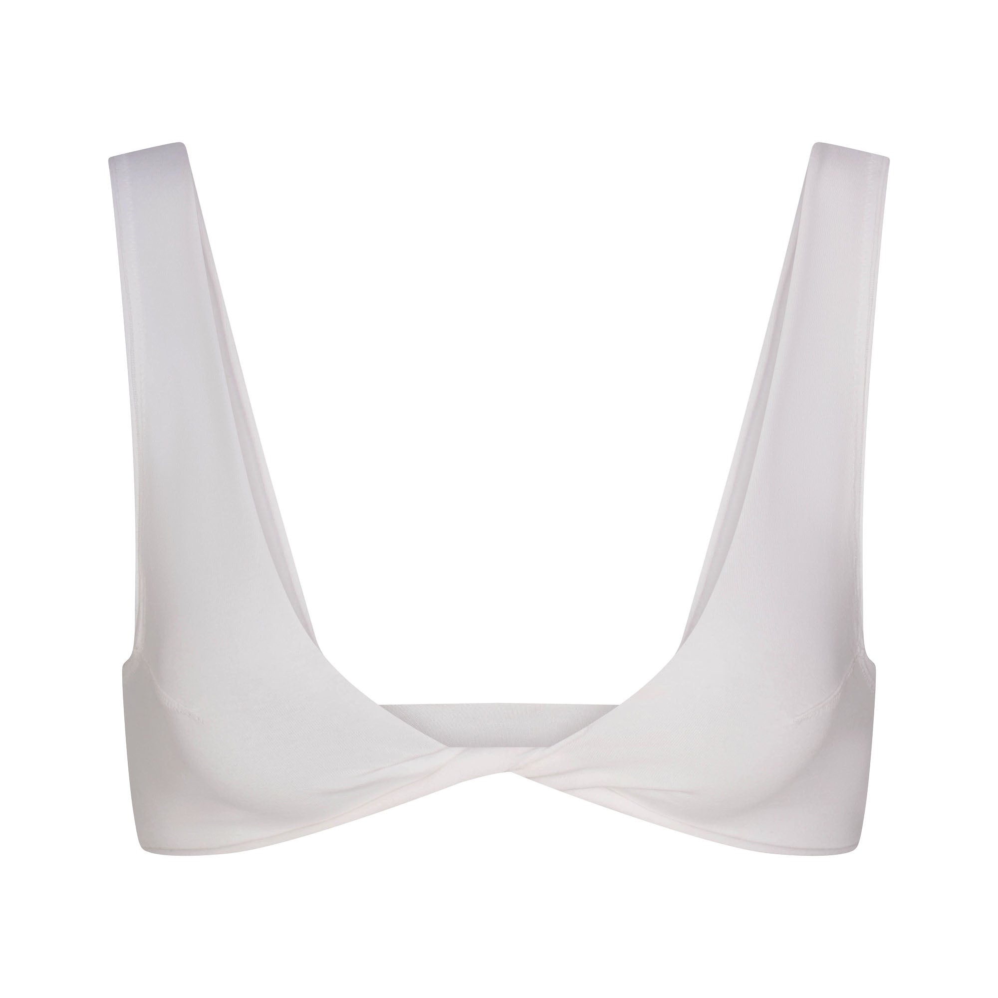 RAW EDGE COTTON MICRO PLUNGE BRALETTE | SNOW FLAT ON A WHITE BACKGROUND | FLT
