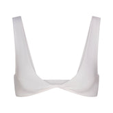 RAW EDGE COTTON MICRO PLUNGE BRALETTE | SNOW FLAT ON A WHITE BACKGROUND | FLT