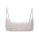 LIGHTWEIGHT COTTON POINTELLE SCOOP BRALETTE | LIGHT HEATHER GREY PIN DOT FLAT ON A WHITE BACKGROUND | FLT